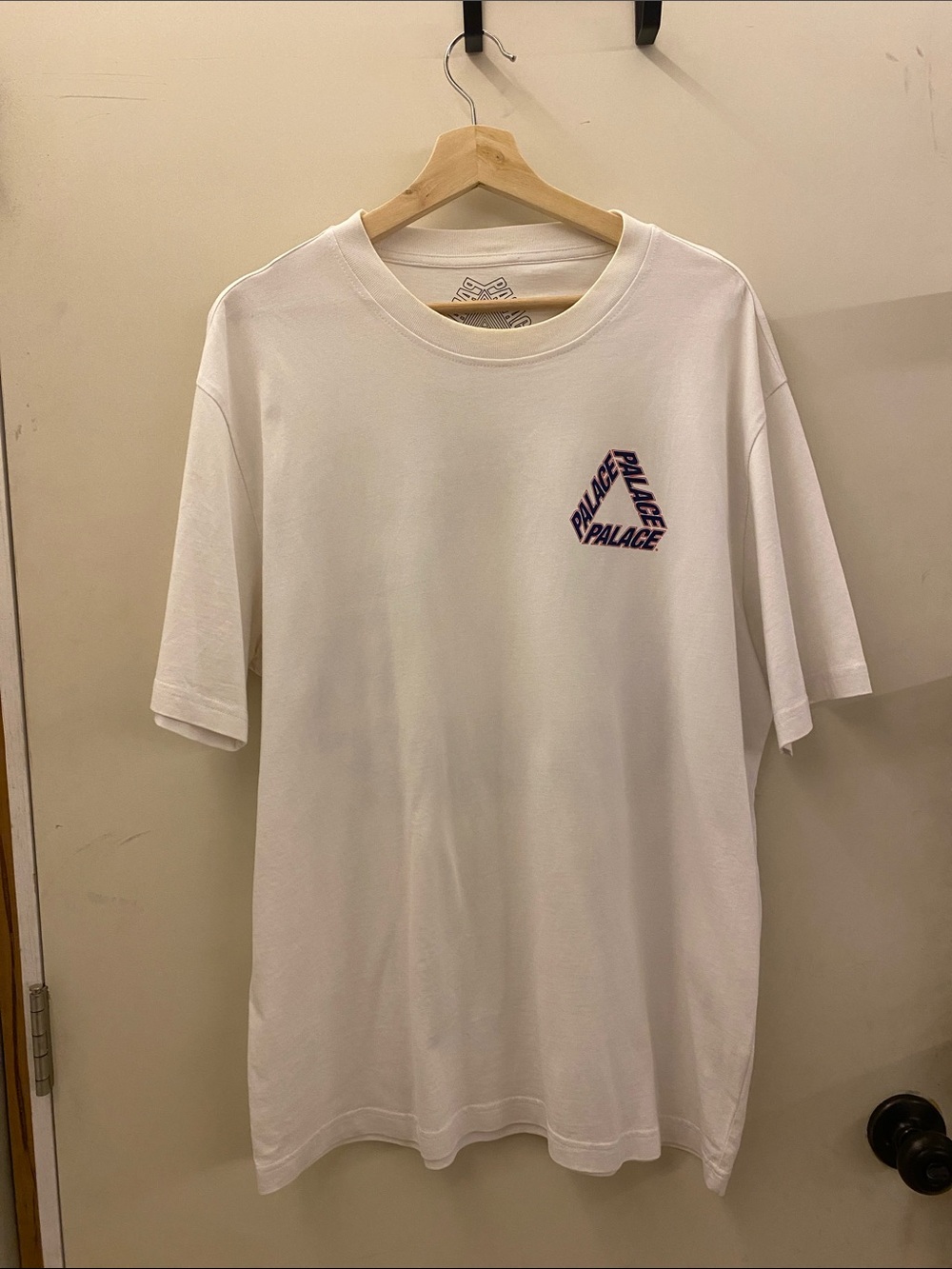 PALACE White Short-Sleeve Tee with Purple Chest Tri-Logo